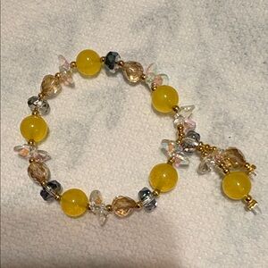 🌹New Arrival🌹Yellow Beaded Stretch Bracelet with Crystal Accents
